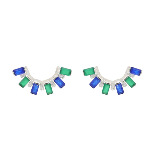 Pendientes Ekayn Plata Verde y Azul