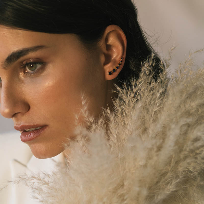 Pendientes Glam Trepadores Negro y Azul