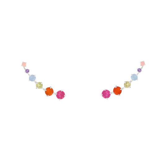 Pendientes Glam Trepadores Plata Multicolor