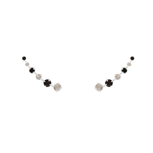 Pendientes Glam Trepadores Plata Negro y Labradorita