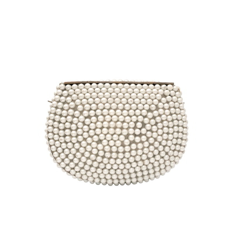 Bolso Cofre Lasian Plata Perlas