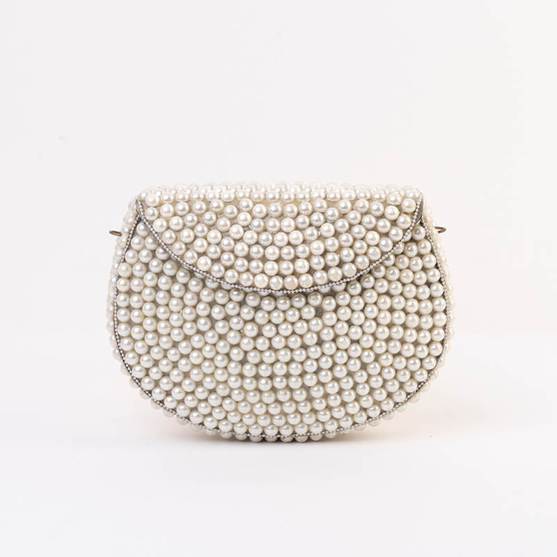 Bolso Cofre Lasian Plata Perlas