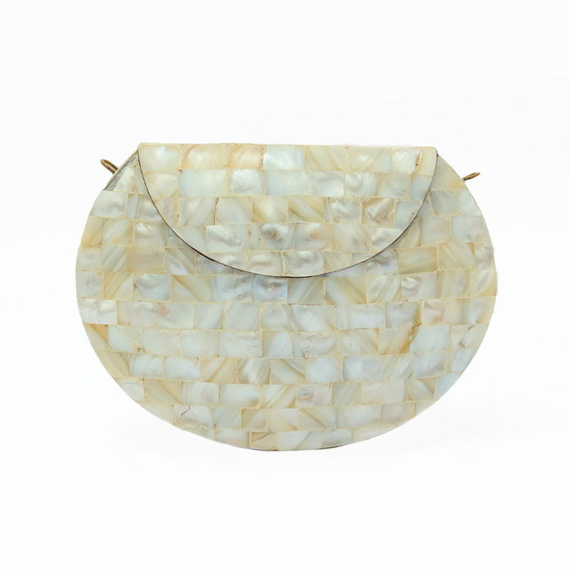 Bolso Cofre Mosaico Miran Blanco Nácar