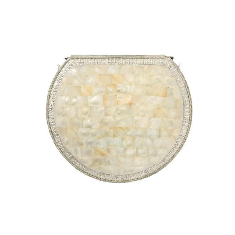 Bolso Cofre Mosaico Greece Plata Nácar - Tara Baño amarillento