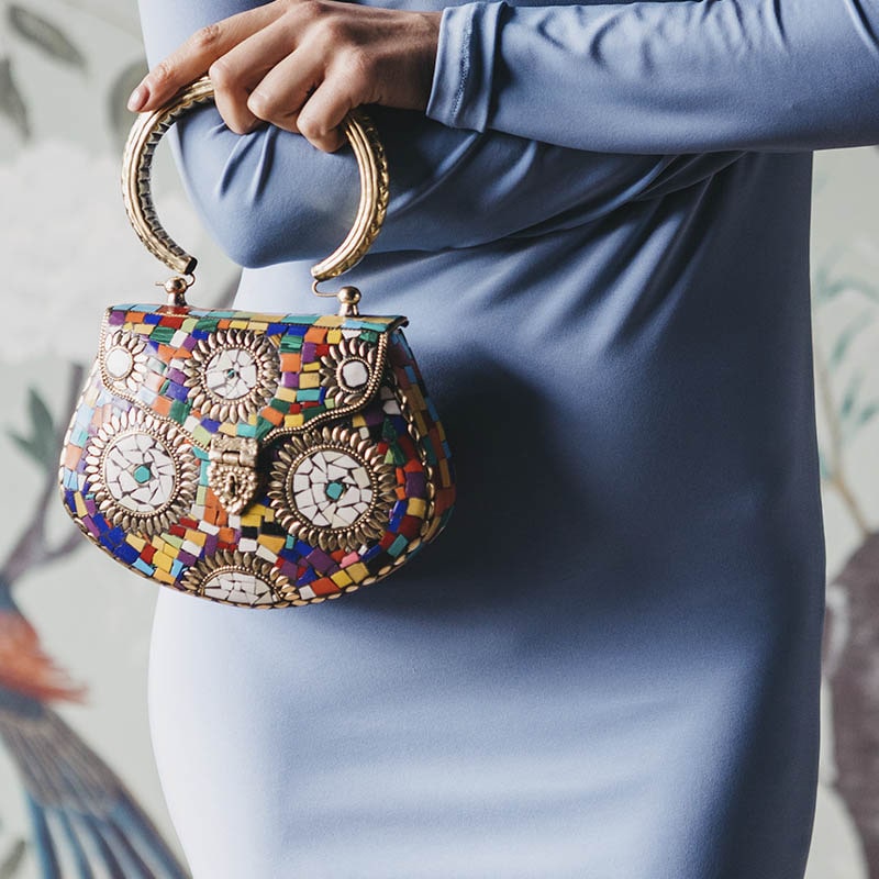 Bolso Cofre Mosaico Pooja Multicolor