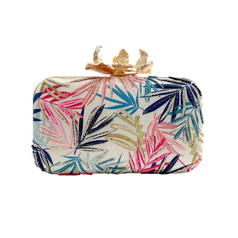 Bolso Flor Garra Palmeras Azul y Rosa