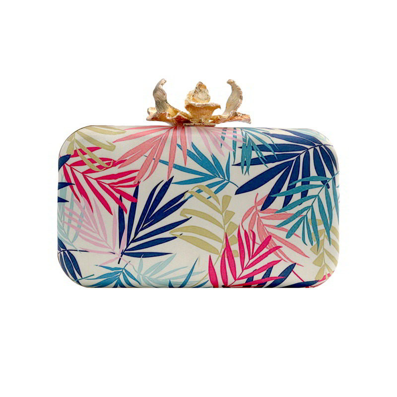 Bolso Flor Garra Palmeras Azul y Rosa