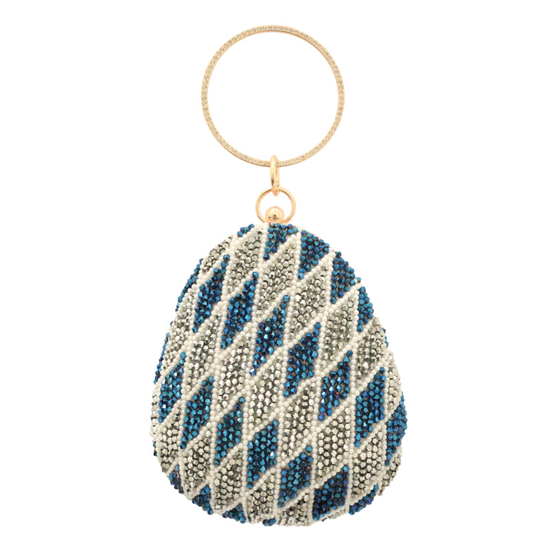 Bolso Huevo Mukan Azul Y Plata