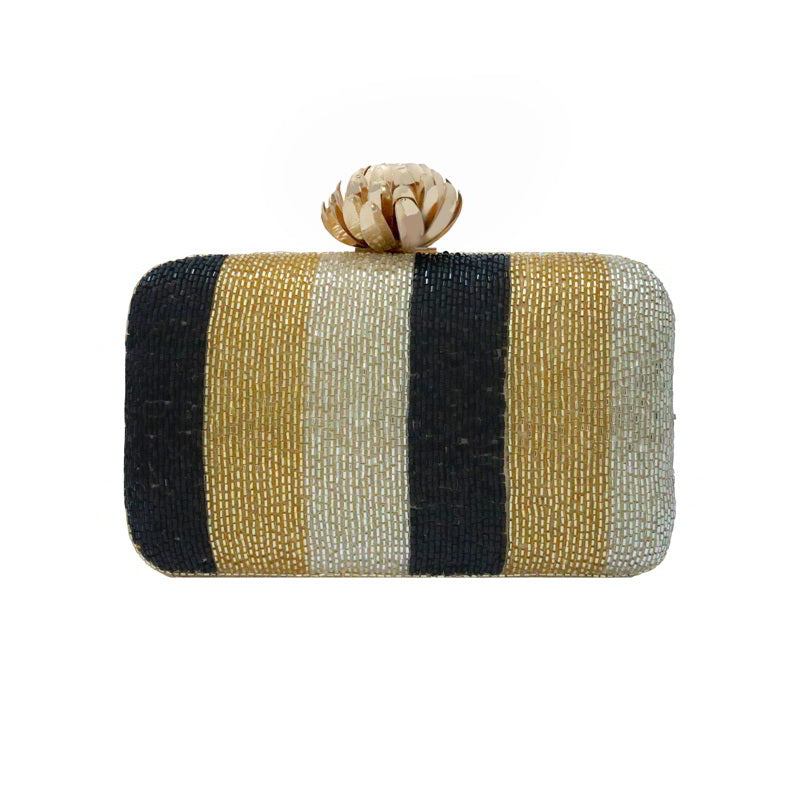 Bolso Loto Shirita Negro, Dorado y Plata