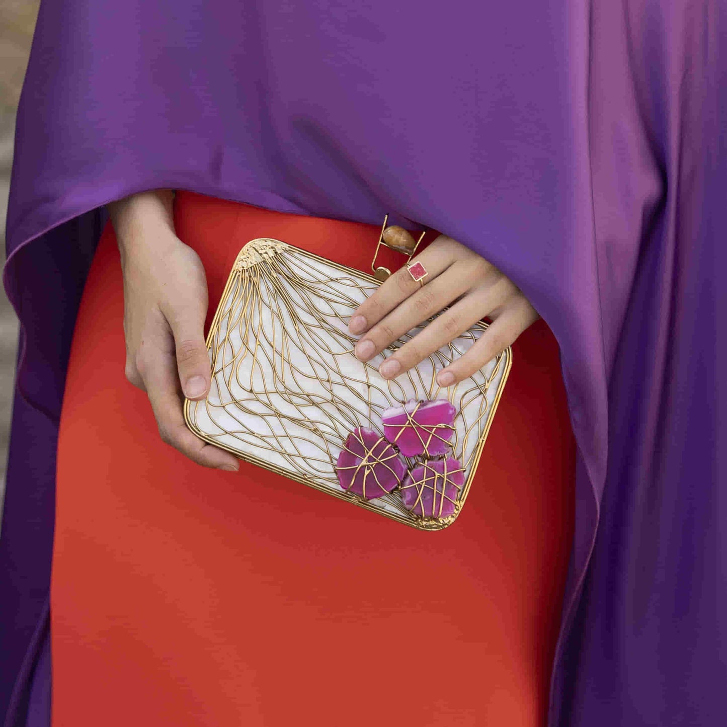 Clutch Deluxe Laquedivas Piedras Fucsia