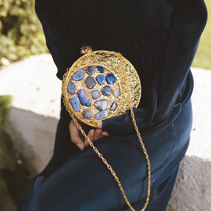 Clutch Deluxe Circular Manipur Piedras Azul