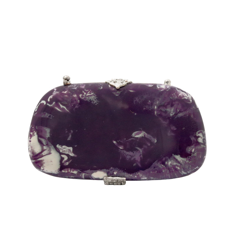 Clutch Ovalado Aguas Plata Morado (con imperfecciones)