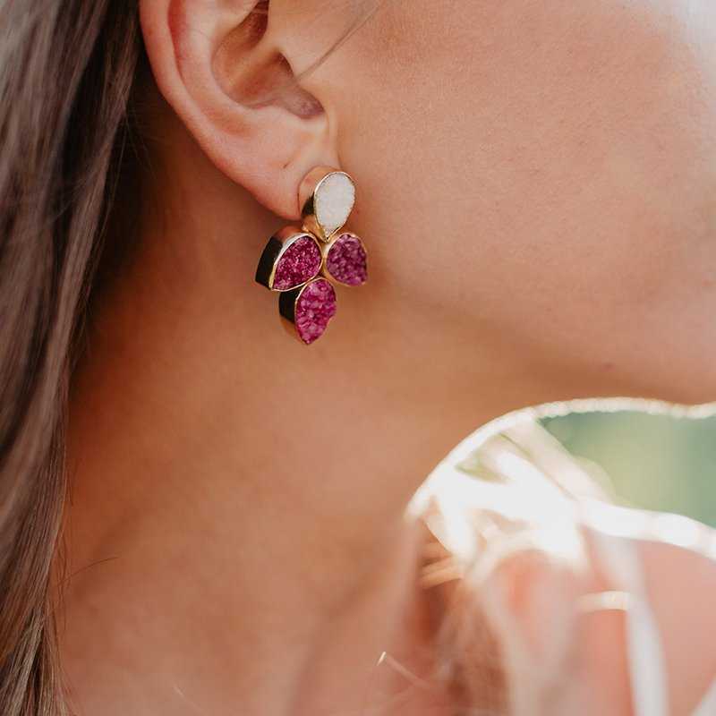 Pendientes Mairea Blanco y Fucsia mo