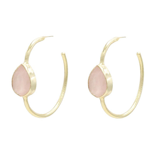 Pendientes Aros Malta Rosa cuarzo