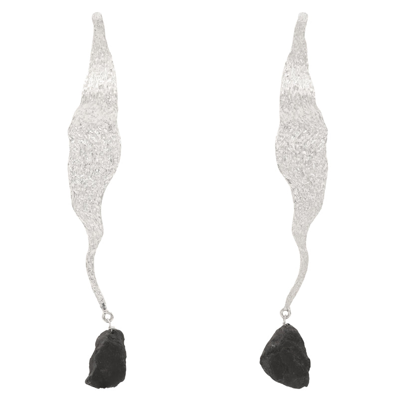 Pendientes Afrodita Ed. Limitada Rough Plata Negro