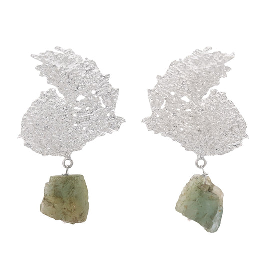 Pendientes Alados Ed. Limitada Plata Rough Verde Agua