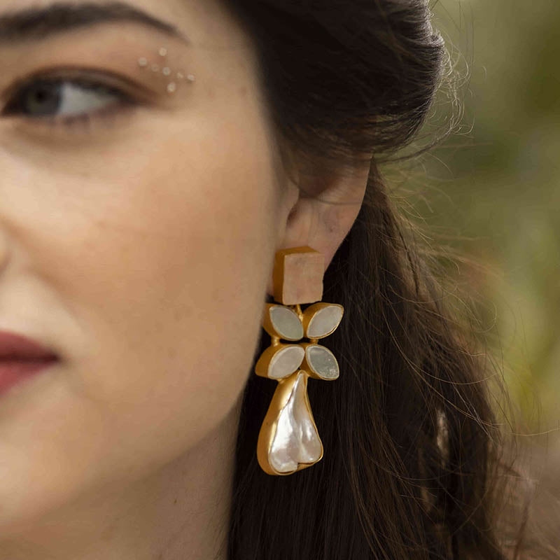 Pendientes Alana Rosa cuarzo