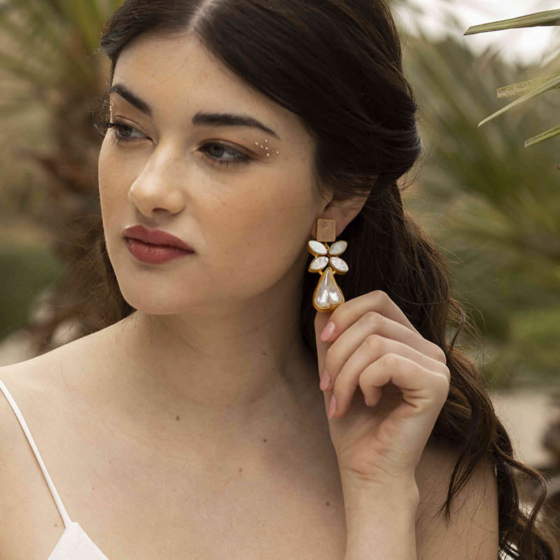 Pendientes Alana Rosa cuarzo