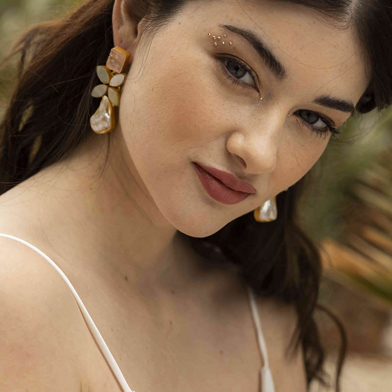 Pendientes Alana Rosa cuarzo
