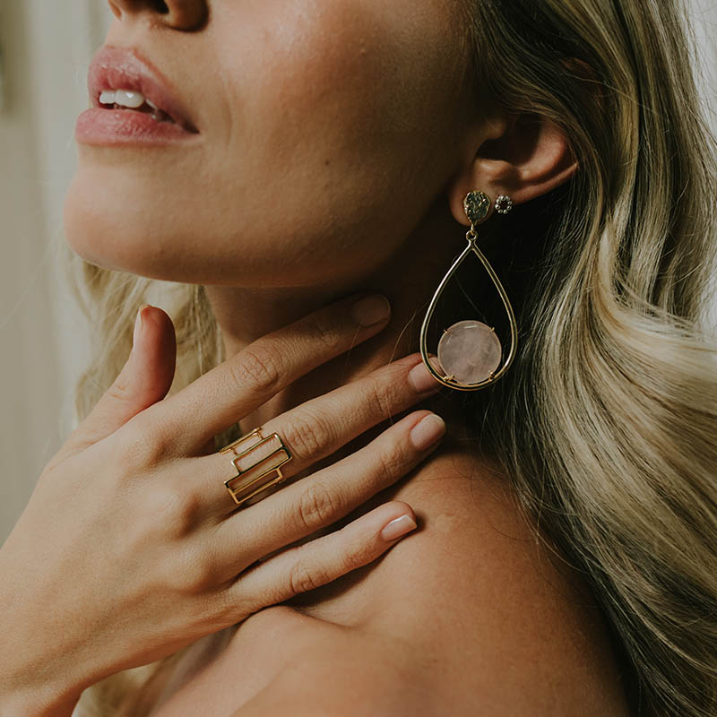 Pendientes Alila Rosa cuarzo