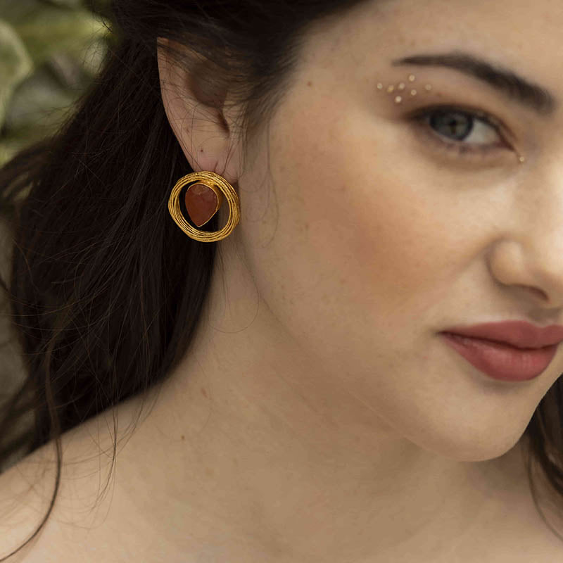 Pendientes Nella Cornalina Naranja
