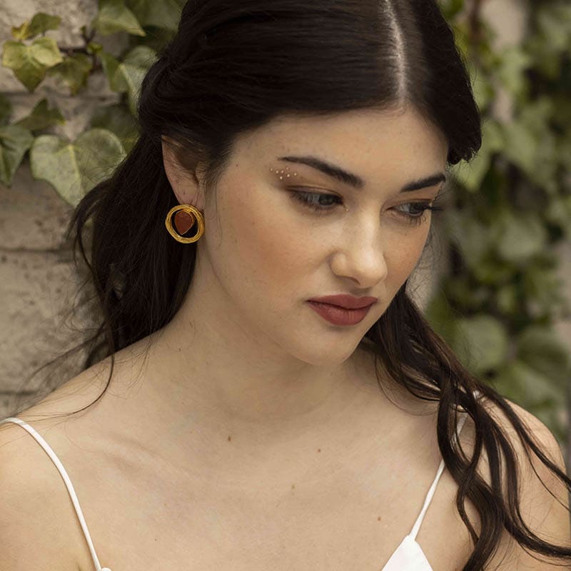 Pendientes Nella Cornalina Naranja