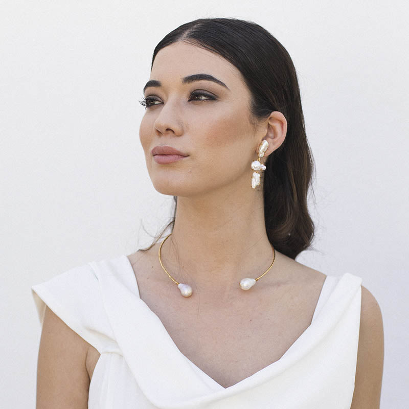 Conjunto Pendientes Ariel + Choker Olimpo Perlas