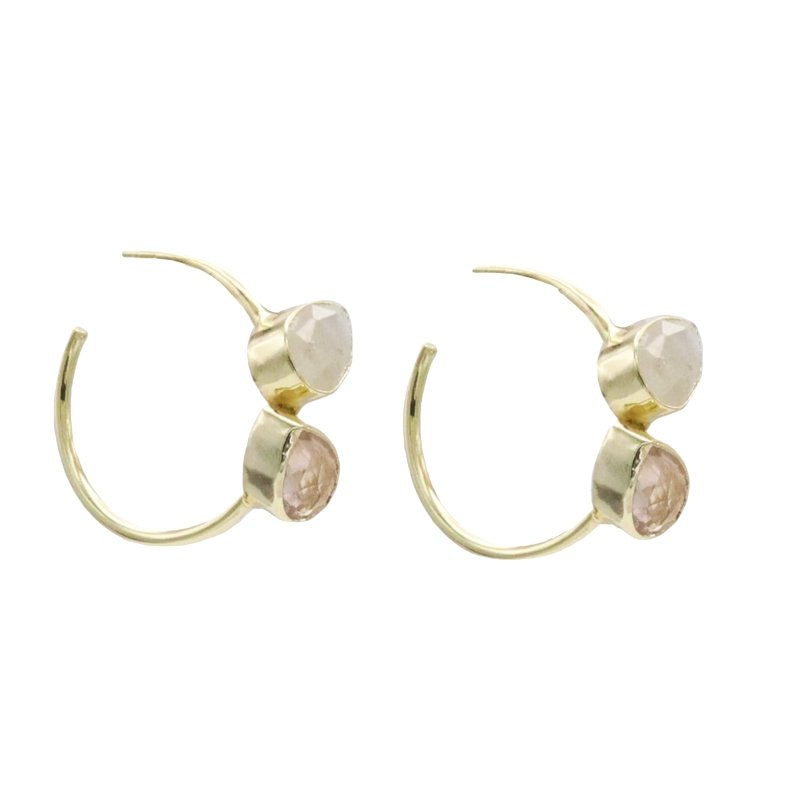 Pendientes Aros Thira Piedra Lunar y Rosa cuarzo