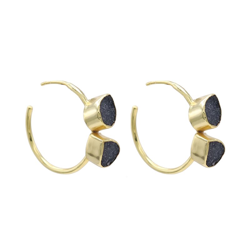 Pendientes Aros Thira Drusa Negro