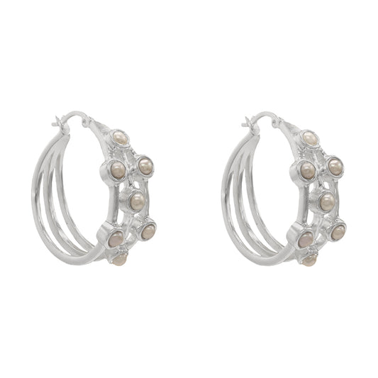 Pendientes Aros Tianse Plata Perlas