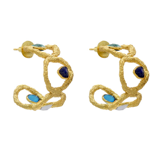 Pendientes Aros Wave Azules