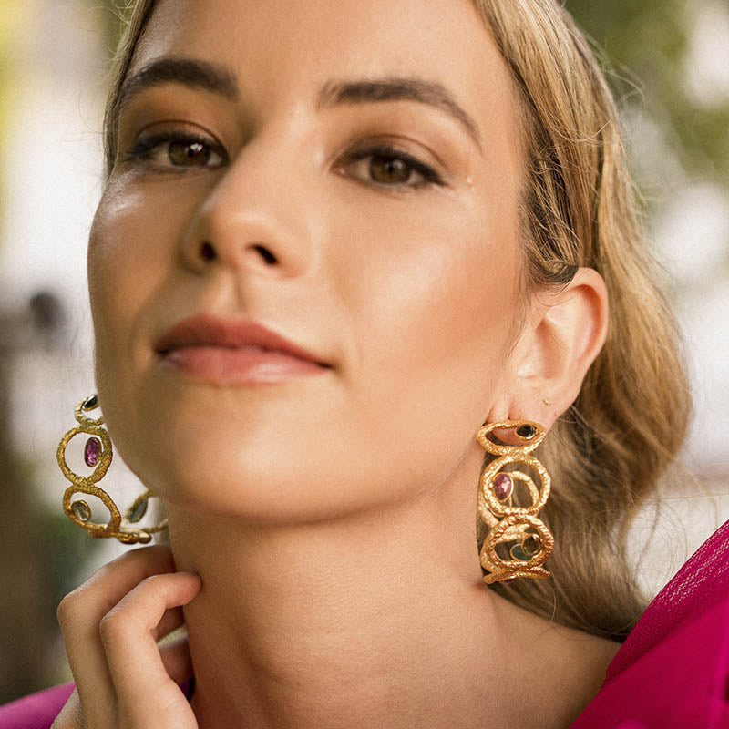 Pendientes Aros Wave Big Ed. Limitada Multicolor Turmalinas