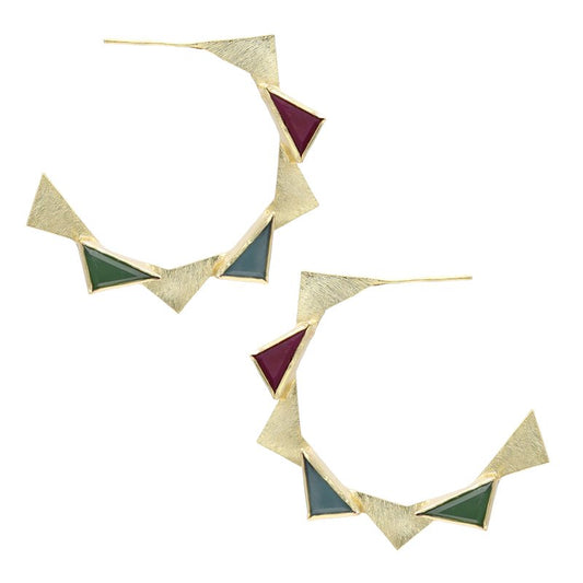 Pendientes Aros Atalanta Pulido Fucsia. Azul y Verde