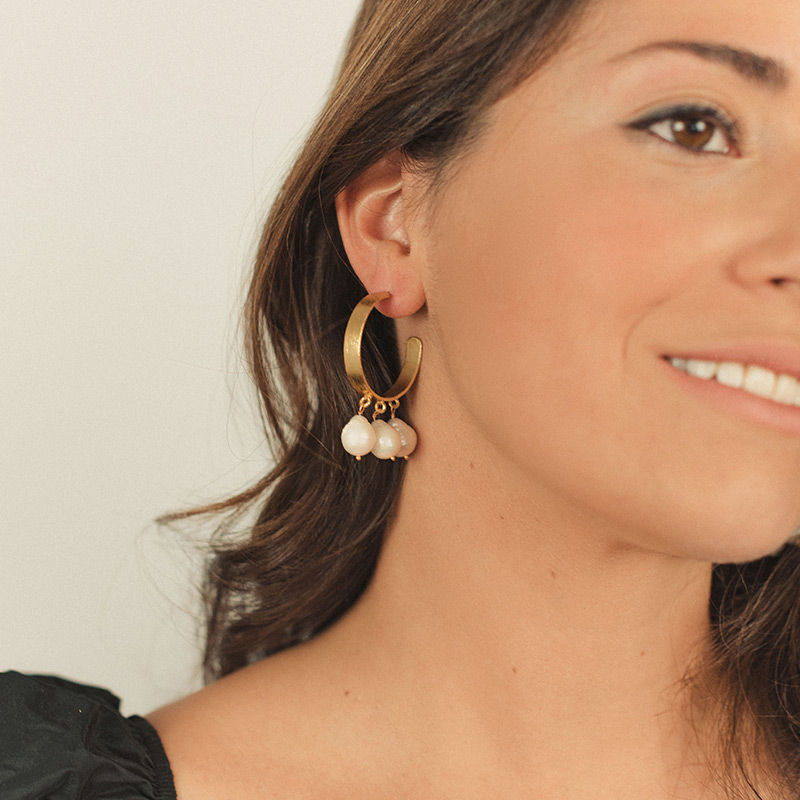 Pendientes Aros Ataraxia Plata Perlas