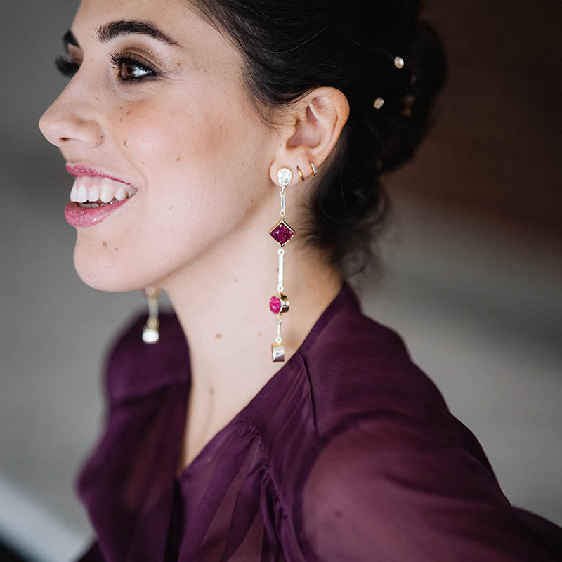 Pendientes Atocha Burdeos Rosado