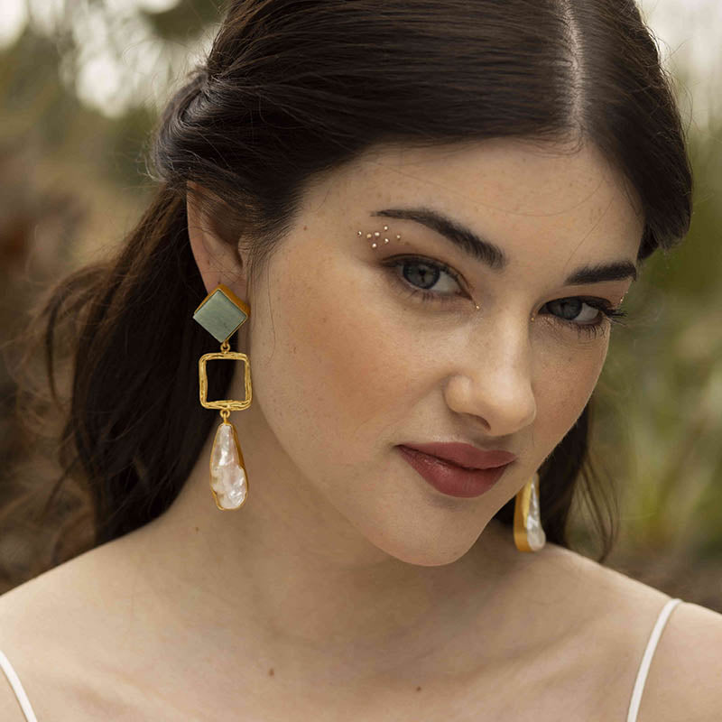 Pendientes Attina Verde agua Amazonita