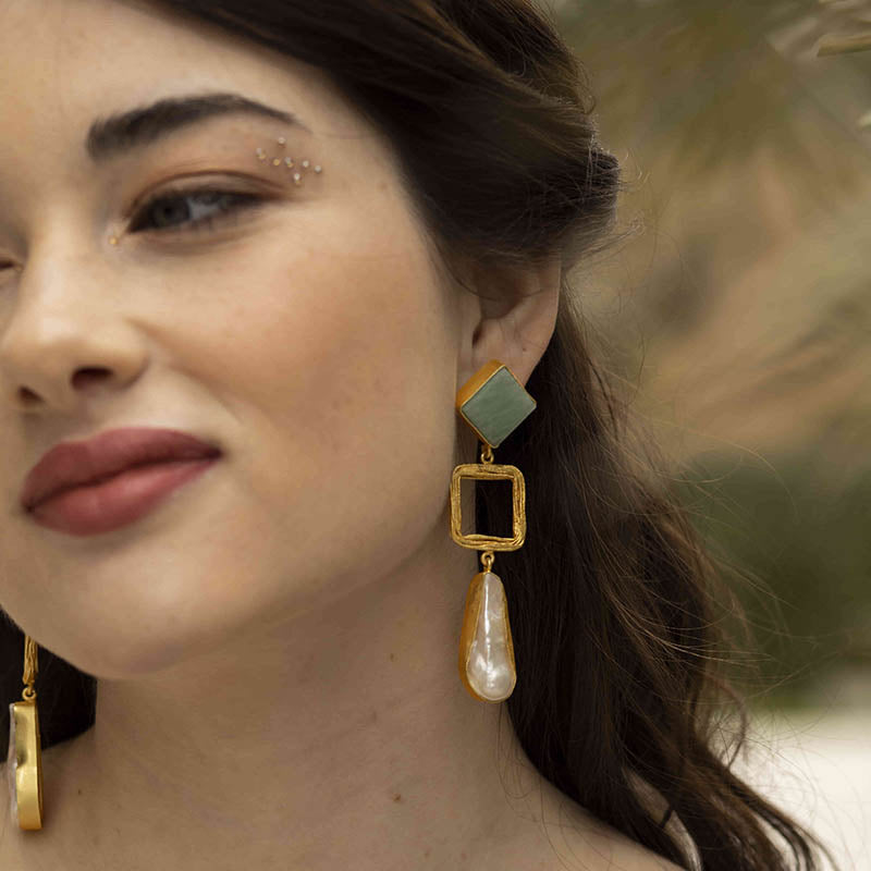 Pendientes Attina Verde agua Amazonita