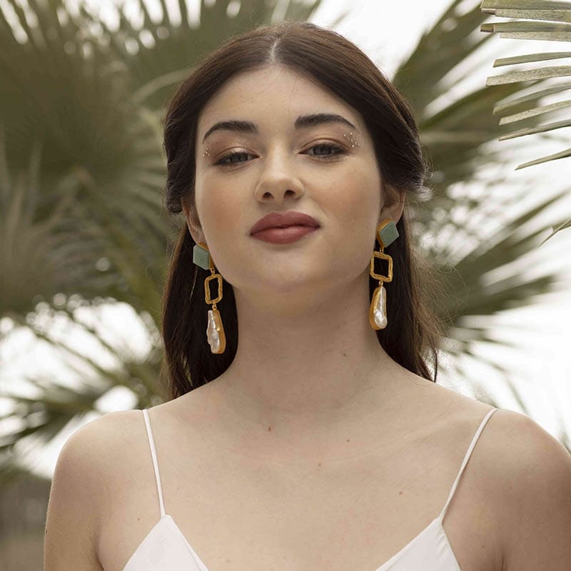 Pendientes Attina Verde agua Amazonita