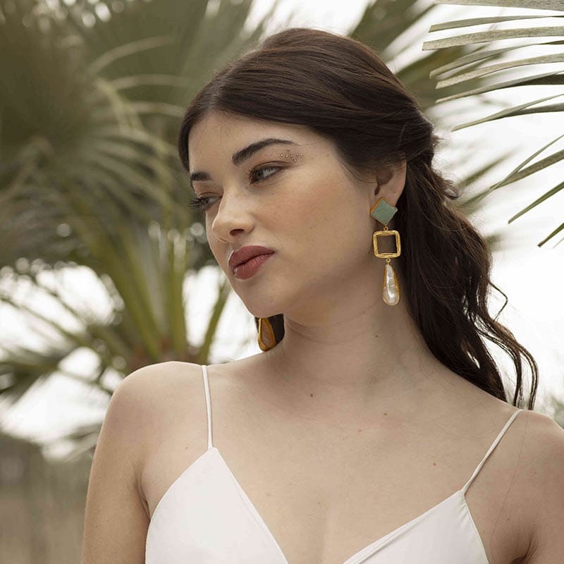 Pendientes Attina Verde agua Amazonita