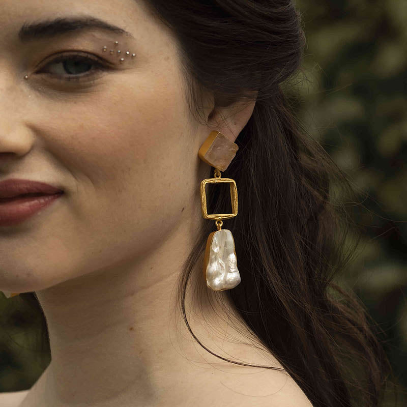 Pendientes Attina Rosa cuarzo