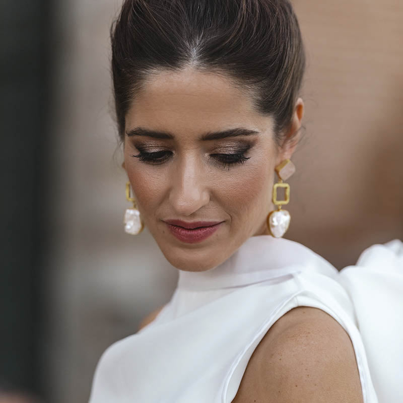 Pendientes Attina Rosa cuarzo