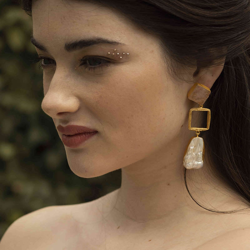 Pendientes Attina Rosa cuarzo