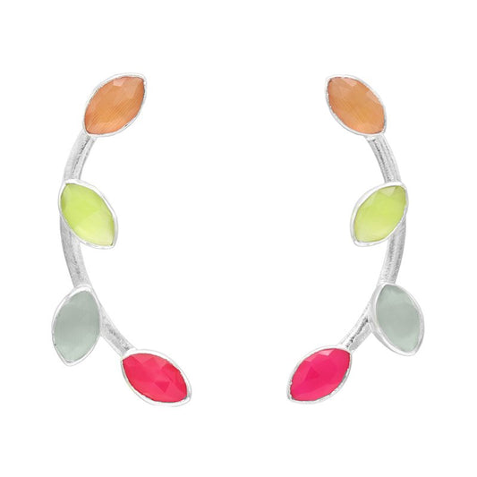 Pendientes Aura Plata Multicolor Fluor