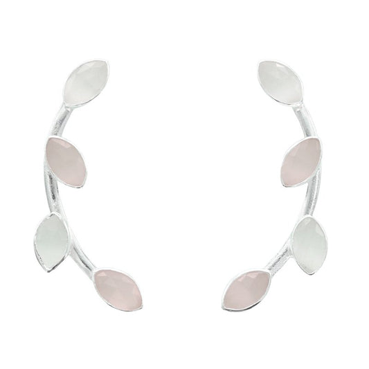 Pendientes Aura Plata Blanco y Rosa