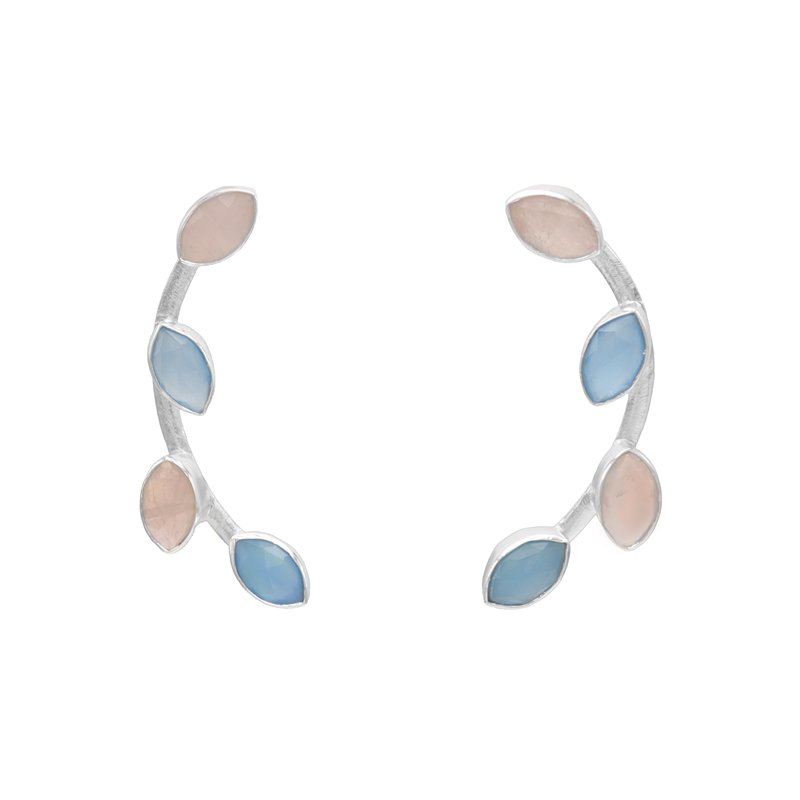 Pendientes Aura Plata Rosa Cuarzo y Azul