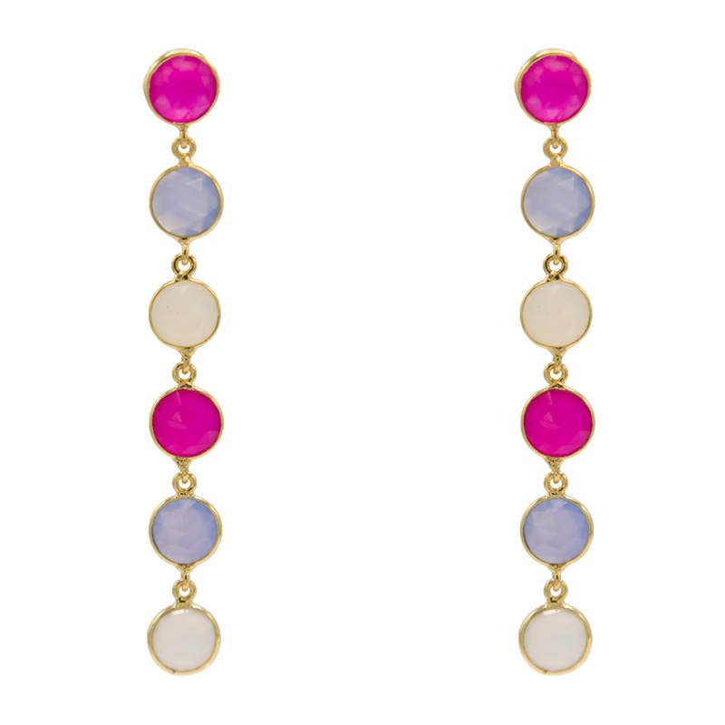 Pendientes Ayla Fucsia, Azul y Blanco