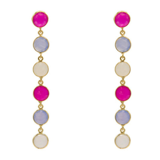 Pendientes Ayla Fucsia. Azul y Blanco
