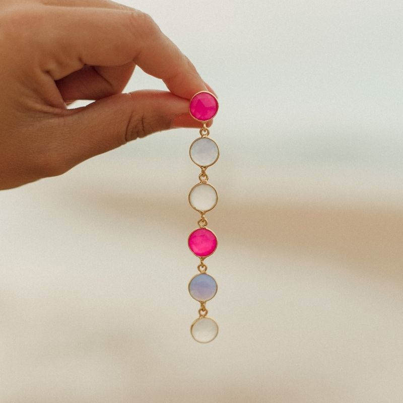 Pendientes Ayla Fucsia, Azul y Blanco