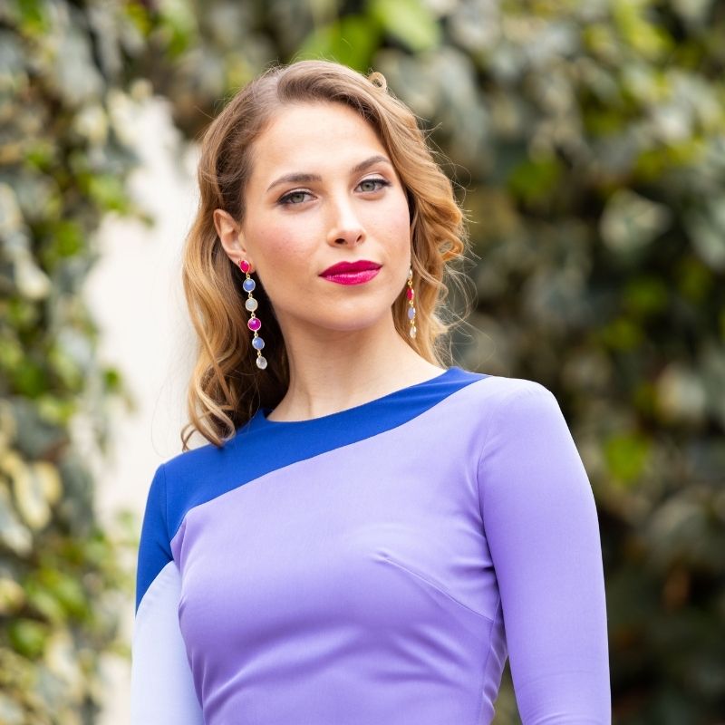 Pendientes Ayla Fucsia, Azul y Blanco