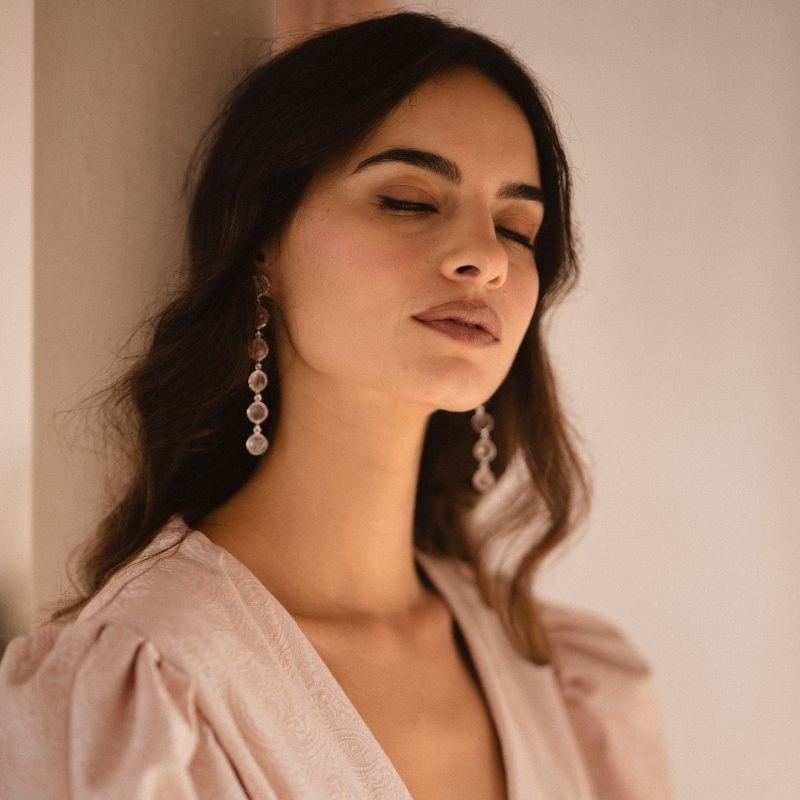 Pendientes Ayla Plata Rosa cuarzo